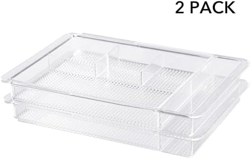 Oubonun Expandable Shallow Vanity Plastic Makeup Drawer Organizers, 2 Pack