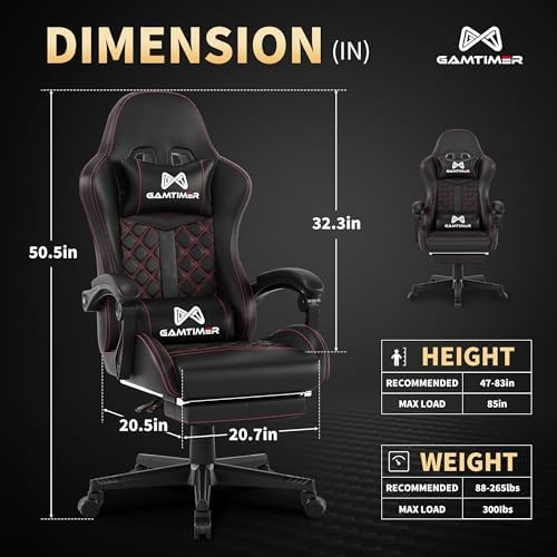 Gamtimer Gaming Chair, 400 LB Weight Capacity,with Pocket Spring Cushion