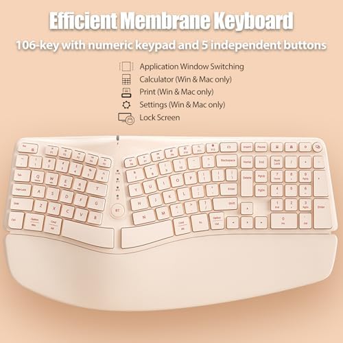 Split Ergonomic Keyboard Wireless with Cushioned Wrist & Palm Rest