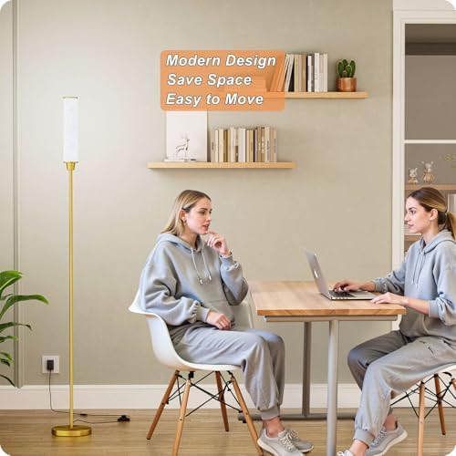 Nukanu Floor Lamp with Remote Control,brassgold,Linen lampshade