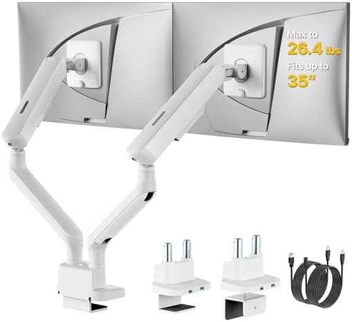 monTEK Mechanical Spring Dual Monitor Arm with USB for 27 32 34inch Screens