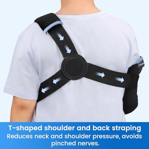 Velpeau Pediatric Arm Sling Shoulder Immobilizer for Kids, Black Right 2XS