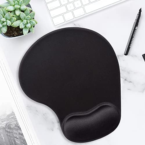 ITNRSIIET Ergonomic Mouse Pad with Gel Wrist Support Wrist Rest Smooth Surface Non-Slip PU Base Comfortable Office Supplies Pain Relief, 9.5 x 8 inches, Black