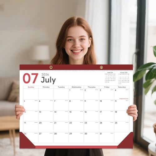 2026-2027 Desk Calendar - 18 Month Desk Calendar 2026-2027, Jul 2026 - Dec 2027, 17" x 12", Large Monthly Desktop Calendar with Daily Blocks, Thick Paper, Corner Protectors - (2 Stickers Included)