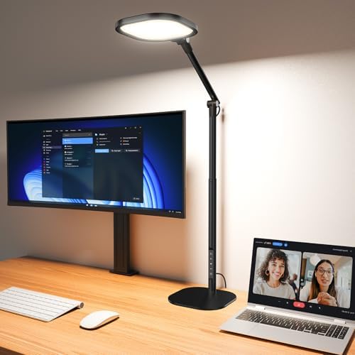 LitONES Tall LED Desk Lamps Home Office, Edge-Lit Eye-Care, 50 Light Modes