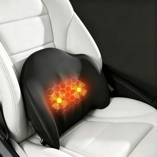 Car Lumbar Back Support Pillow, Heat Vibration Massage Car Lumbar Pillow