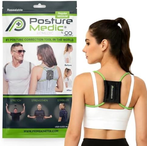 PostureMedic Original Strength Dynamic Posture Corrector for Men & Women – Active Resistance Training System for Back, Neck & Shoulder Pain Relief – Strengthen Muscles & Improve Alignment - Medium (Green)