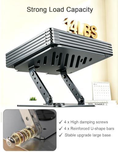 SAMHOUSING Laptop Stand, Ergonomic Adjustable Laptop Stand with Heat Dissipation Holes, Computer Stand with Anti Slip Silicone, Compatible with MacBook Air Pro More 10-17 inch laptops (Classic Black)