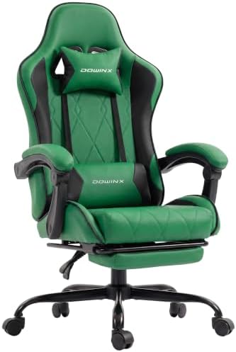 Dowinx Gaming Chair with Footrest, Ergonomic Office Chair, Green