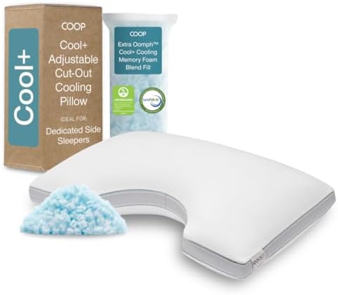 Coop Home Goods Cool+ Cut-Out Adjustable Pillow King with Cooling Gel & Shoulder Cut-Out for Head Support, Side Sleeper Pillow, Neck Support for Sleeping, CertiPUR-US/GREENGUARD Gold