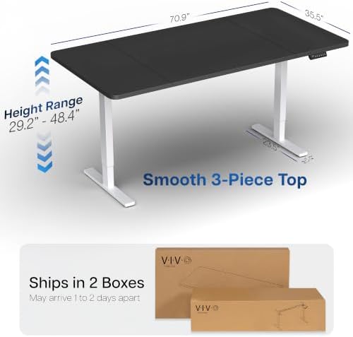VIVO Black 71 x 36 in Standing Desk, DESK-KIT-1W7B-36