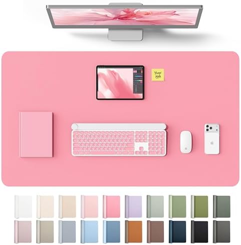 YSAGi Leather Desk Protector, Office Mat, Large Mouse Mat, Non-Slip PU Leather Blotter, Laptop Desk Mat, Waterproof Writing Pad for Office and Home(Pink, 40" x 24")