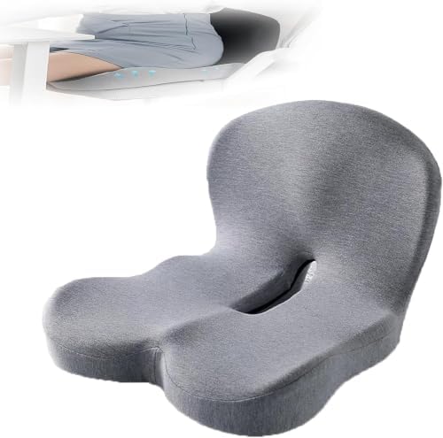 Orthopedic Seat Cushion, L-Shaped Memory Foam Back and Seat Cushion with Lumbar Support, Ergonomic Non-Slip Car Seat Cushion for Office Chair, Car, Wheelchair, Tailbone Pain Relief (D Type)