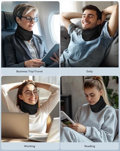 Neck Brace Cervical Collar - Neck Support Brace for Sleeping, Soft Foam Wraps Keep Vertebrae Stable and Aligned for Relief of Cervical Spine Pressure Black Medium(12.6-15.8 Inch)