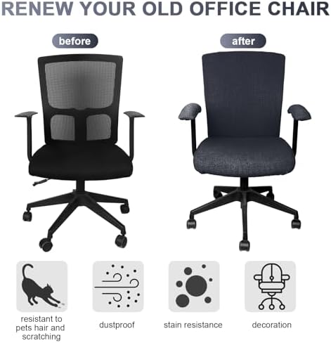 Tallew 4 Pcs Office Chair Covers Stretchable Armrest Seat,XL,Dark Gray