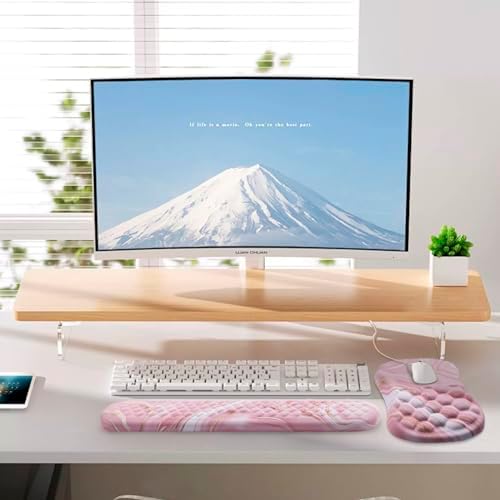 Mouse Pad Wrist Support, Laokiiy 2 in1 Keyboard Wrist Rest+ Ergonomic Mouse Pad, Non-Slip Wrist Rest for Computer Keyboard, Made Easy Typing & Relieve Wrist Pain(Rose Gold Pink Marble)