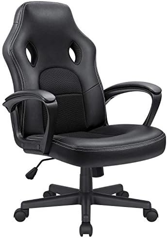 Office Gaming Chair High Back Leather Computer Chairs Ergonomic Height Adjustable Racing Game Desk Chair Executive Conference Task Chair (Black)