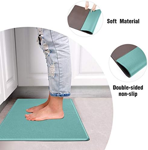 Kitchen Rug Anti-Fatigue Comfort Mat Non Slip Cushioned Comfort Standing Floor Mat Kitchen Mat for Kitchen, Gaming, Office,Standing Desk 18x30 Inch Teal