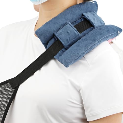 Upgrade Neck Pad Strap Cushion Pillow for Arm Sling Comfort Shoulder Support Pad Rotator Cuff Replacemet Surgery Elbow Brace Carry Padded Cover Broken Wrist Hand Injury Cast, Minky Dot Denim Blue