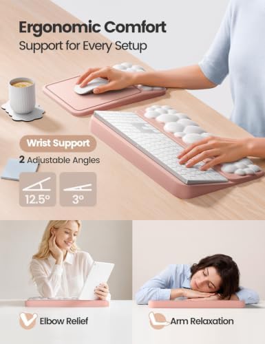 Vaydeer Keyboard Riser and Mouse Pad with Wrist Rest Set, Coaster Included
