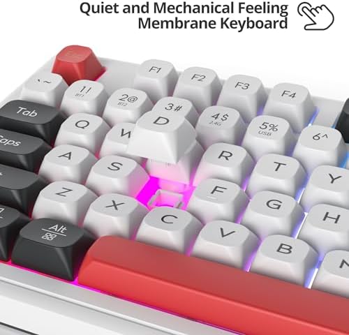 Fogruaden 96% Wireless Quiet Silent Gaming Keyboard with Number Pad & Knob, Mechanical Feel, Spill-Resistant, Multimedia Keys, Wired/BT/2.4G, USB Rechargeable Membrane Computer Keyboard for Win/Mac