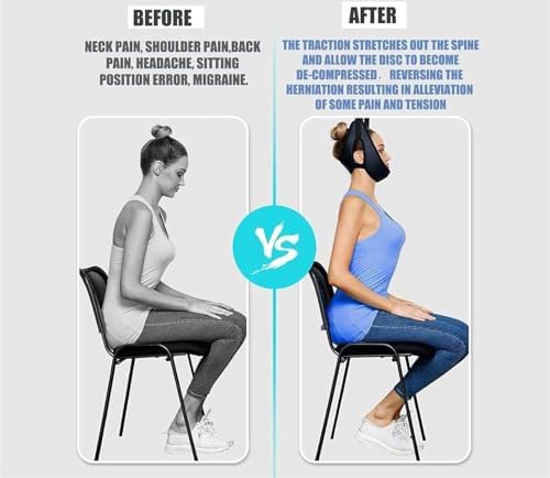 Cervical Neck Stretcher Device, Neck Decompression Devices, Portable Neck Stretcher Hammock Over Door for Neck Pain Relief, Neck Sling for Spine Decompression (A)