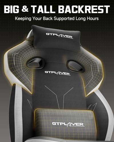 GTPLAYER Big & Tall Gaming Chair, Wide Seat with Footrest, Black