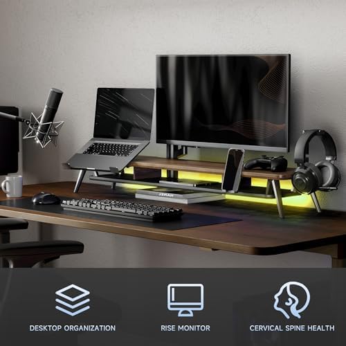 Fenge 42.5-Inch Monitor Stand Riser with Laptop, Phone & Headphone Holders