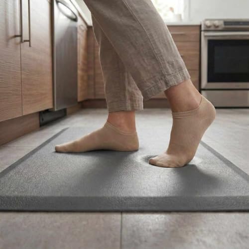 Hauteloom Kitchen Mat - Cushioned Anti Fatigue Rug - Waterproof, Non Slip - Standing and Comfort Desk/Floor Mats for House Sink Office - Grey - 20" x 32"