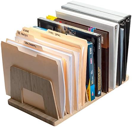 MobileVision Bamboo Desktop File Folder Organizer and Paper Tray, 10 Slots