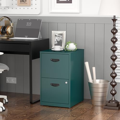 SteeLoong 2 Drawer File Cabinet,Metal Office File Cabinet with Lock,Green