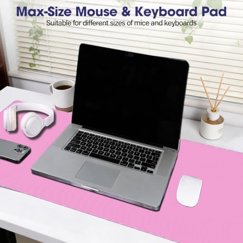 31.5" x 15.7" Waterproof Fabric Mouse Pad, Rubber Anti-Slip, Light Pink