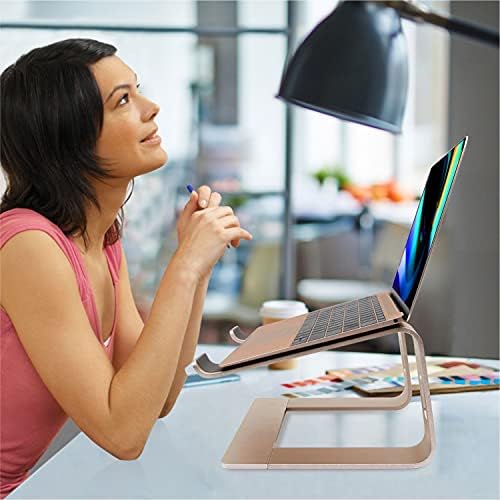 Laptop Stand, Ergonomic Aluminum Laptop Mount Computer Stand, Detachable Laptop Riser，Notebook Holder Stand All 10-17.3" Laptops（Gold）