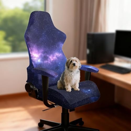 Galaxy Game Chair Cover 4-Piece Game Chairs Protector Cover Fits PC/Office Recliners Soft Furniture Protector Anti-Scratch & Washable for Gamer/Work