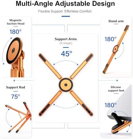 Portable Laptop Stand, 3-in-1 Magnetic Foldable Adjustable, for Desk