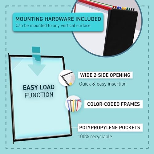Tarifold Wall Mount Reference System, 10 Easy-Load Pockets, Assorted Colors