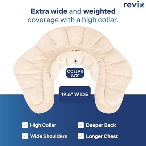 REVIX Microwavable Heating Pad for Neck Shoulder & Back, Moist Heat, Beige