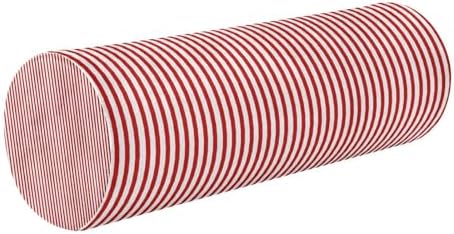 Red White Stripes Neck Roll Pillow - Extra Dense Memory Foam Round Cylinder Bolster for Cervical Support, Spondylosis, Neck Pain Relief