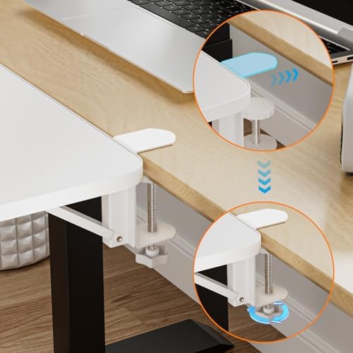 Keyboard Tray Desk Extender, Keyboard Holder with Adjustable C Clamp, 90 Degree Folding Mouse Computer Keyboard Platform Tray ﻿ White