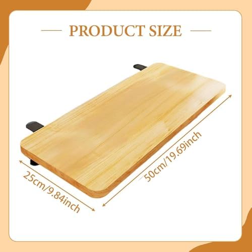 Desk Extension Board Clamp-on Keyboard Tray Portable Ergonomic Arm Rest Expansion Platform for Home Office- Wood Color
