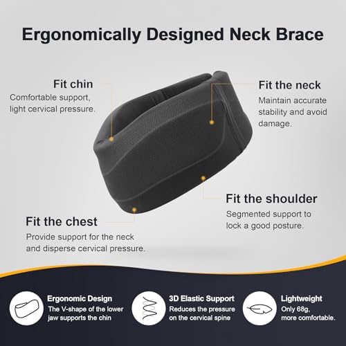 CozyHealth Neck Brace for Neck Pain and Support, Soft Neck Support Relieves Pain & Pressure in Spine for Women & Men, Wrap Align Stabilize Vertebrae Foam Cervical Collar for Sleeping (Black, XS, 2.5" Middle Height)