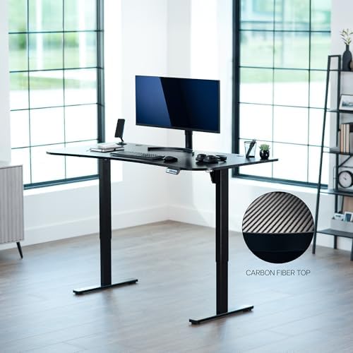 VIVO Black Carbon Fiber 63 x 32 in Standing Desk, DESK-KIT-1B1R