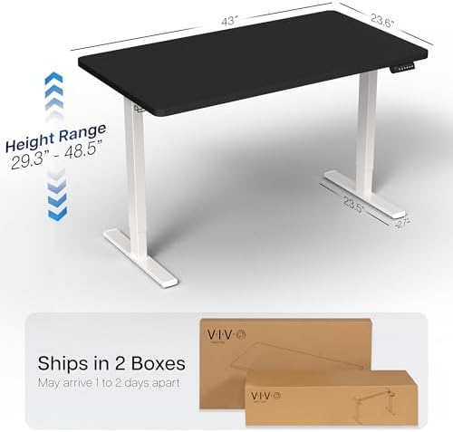 VIVO Black 43 x 24 in Standing Desk, DESK-KIT-1W4B