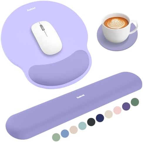 Sushret Mouse Pad and Keyboard Wrist Rest, Gel Mouse Pad Set, Lavender