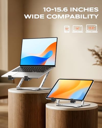 RIWUCT 2026 Laptop Stand for Desk Ultra-Slim Portable & Height Adjustable