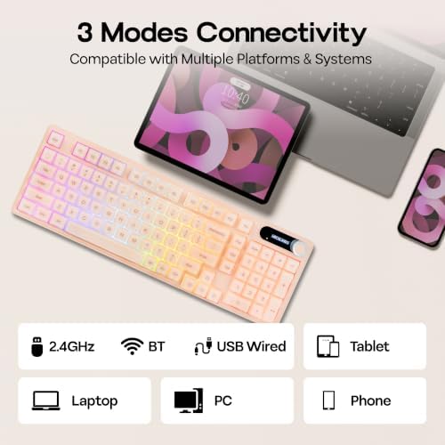 MechLands M98 Silent Office Keyboard with Number Pad, 3 Modes Wireless