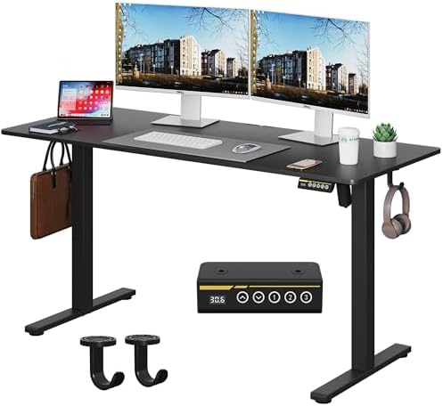 55 x 24 Inch Electric Standing Desk, 3 Memory Presets, Black