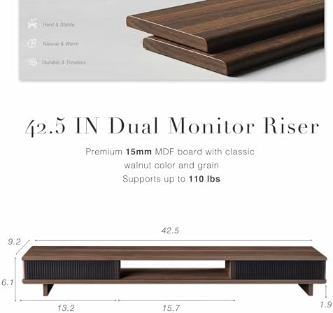 Dual Monitor Stand Riser with Storage Drawer for Desk Organization