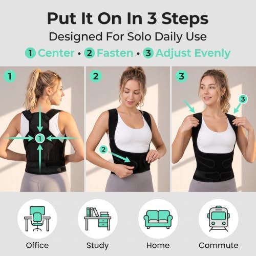 Posture Corrector for Women & Men, Full Back Brace for Office Use