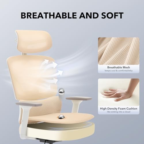 Ergonomic Office Chair with Adjustable Lumbar Support,Beige